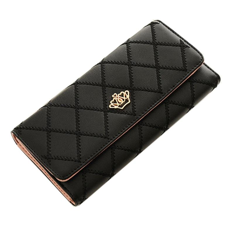 metal crown PU leather wallet