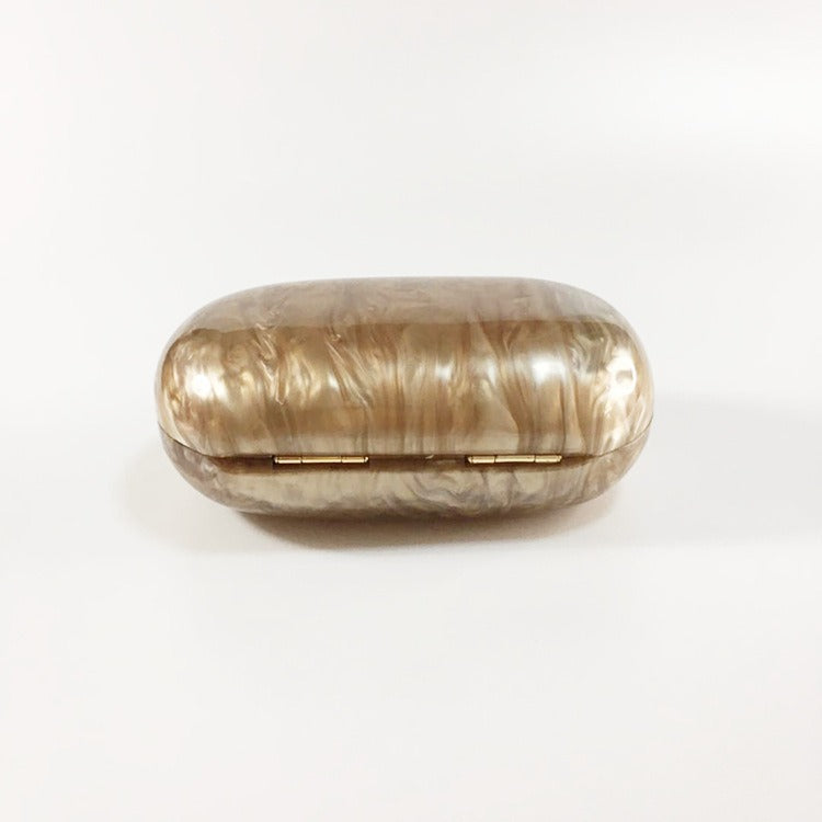 Oval Acrylic evening clutch Pearlescent Box Bag