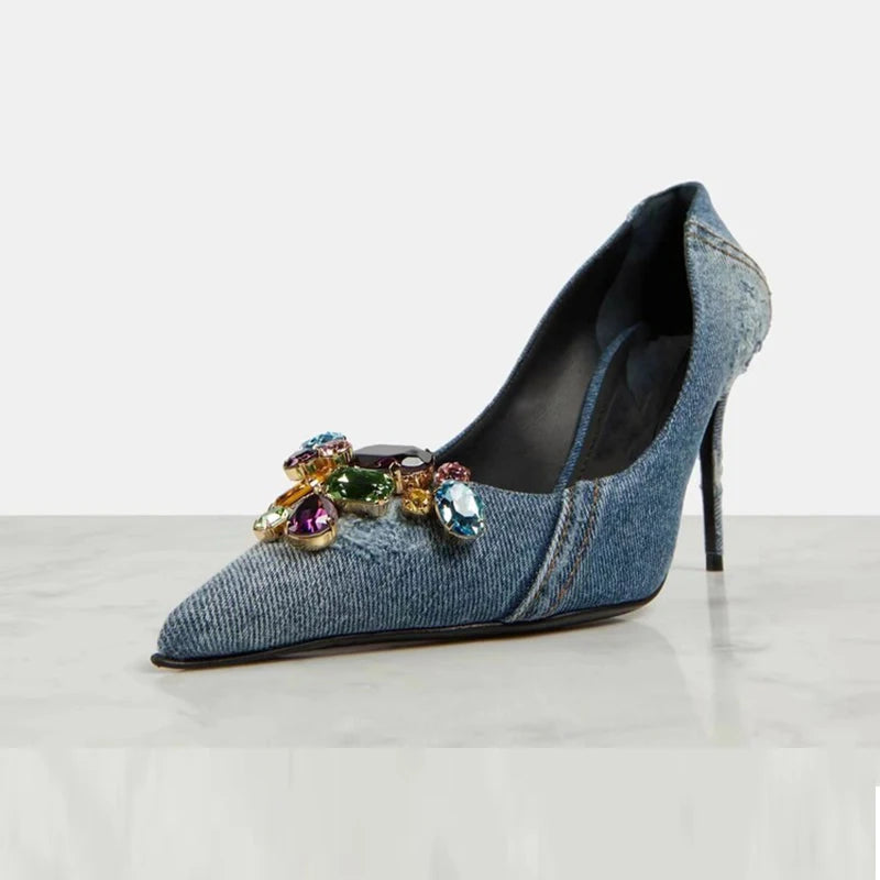 Denim High heel Pumps