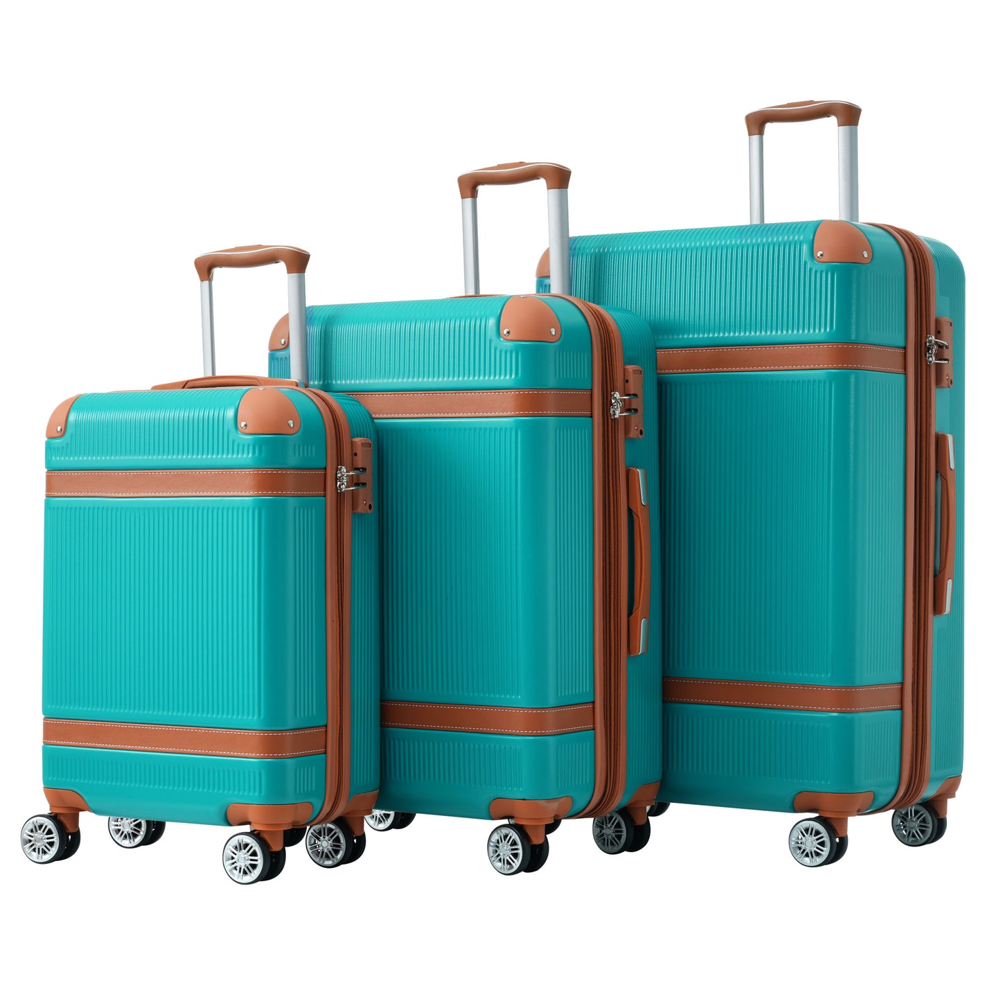Hardshell Luggage Sets 3 Piece double spinner 8 wheels Suitcase TSA Lock Lightweight