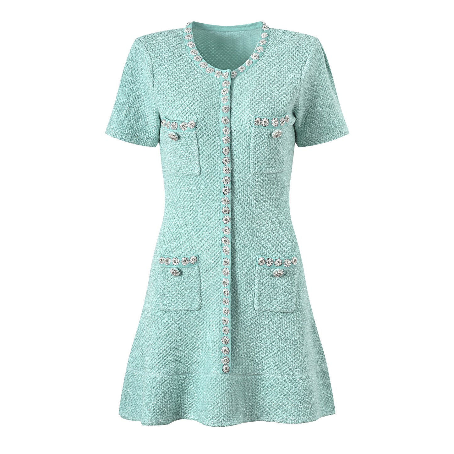 Diamond ruffled edge knitted dress