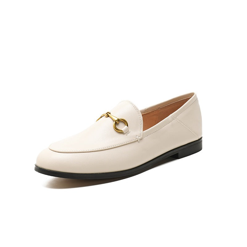 Leather buckle front loafers