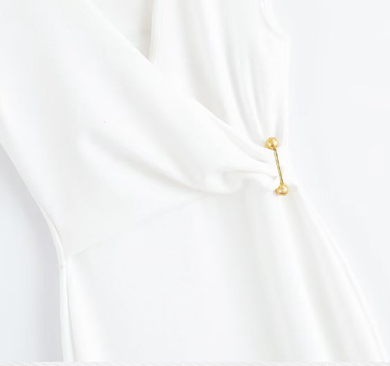 V-neck embellished pin dress