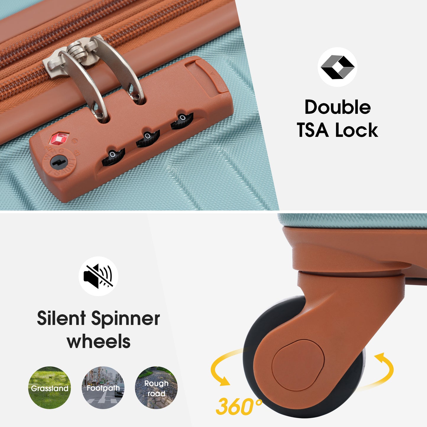 Hardshell Luggage Sets 3 Pcs Spinner Suitcase TSA Lock Lightweight