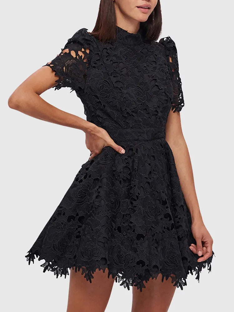 lazer cut lace dress