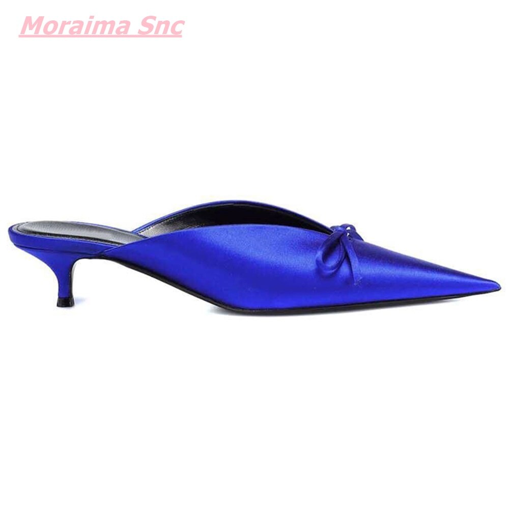 Pointed Toe Mules Silk Luxurious Butterfly Knot sandals