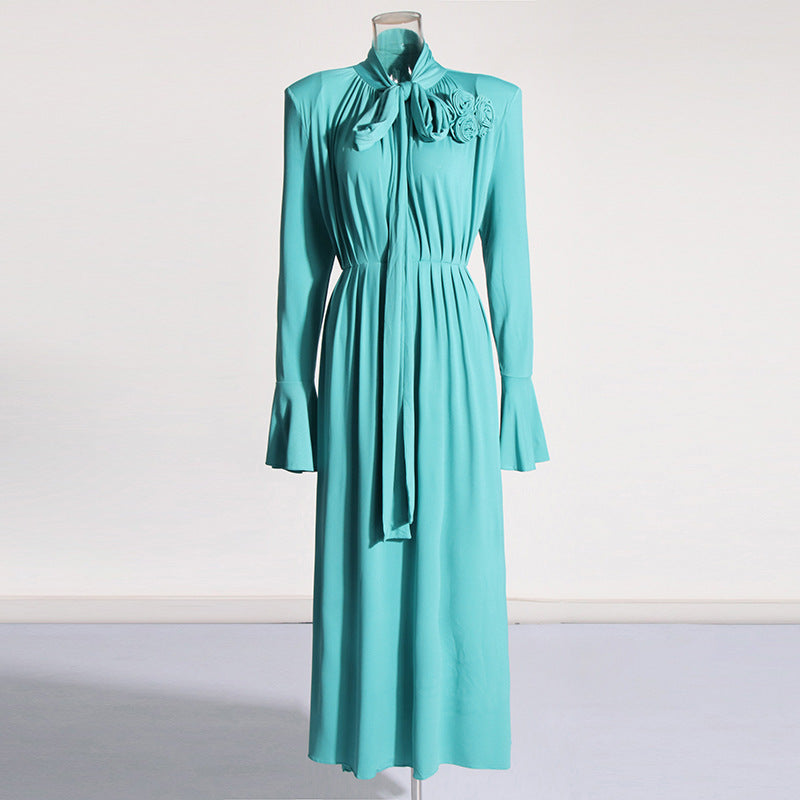 trumpet sleeves, decorative flower dress