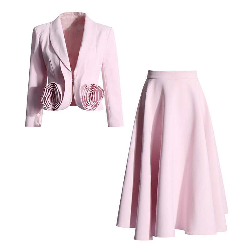 Rose two-piece waist cinching slimming suit skirt set
