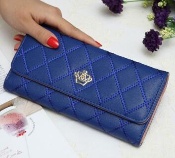 metal crown PU leather wallet