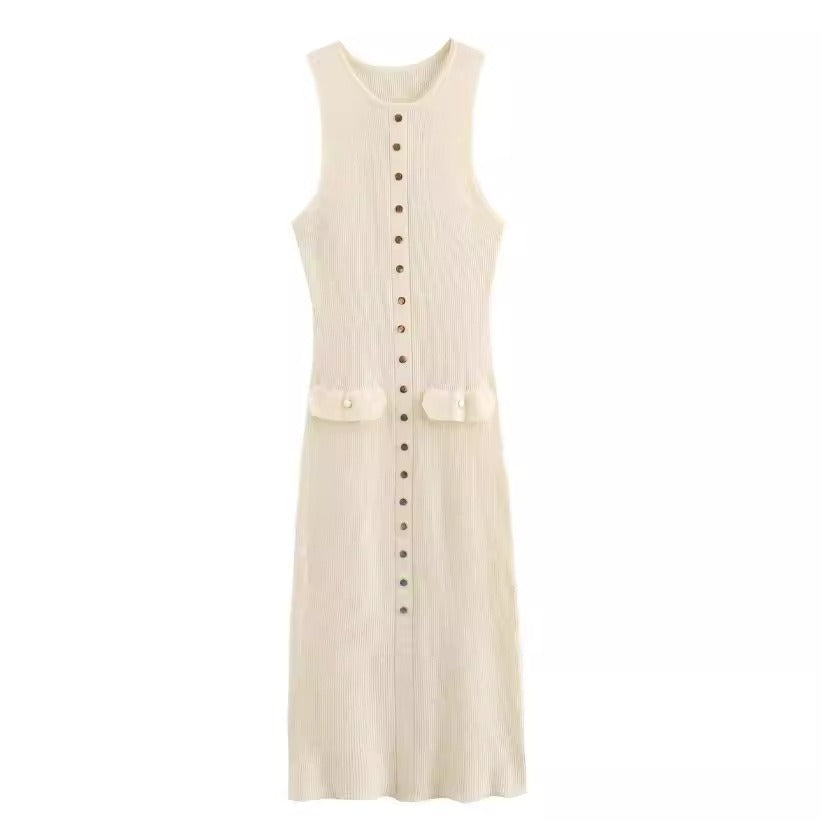 Decorative Button knitted dress