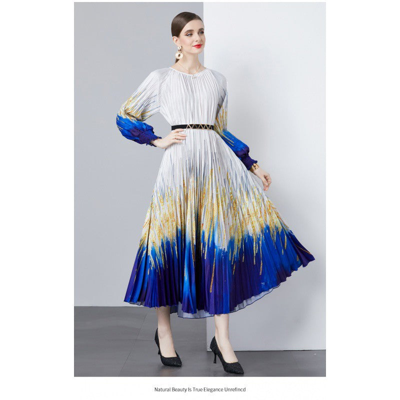 round neck pleated slim fit dress (one size fit all ) Please check measurement in description