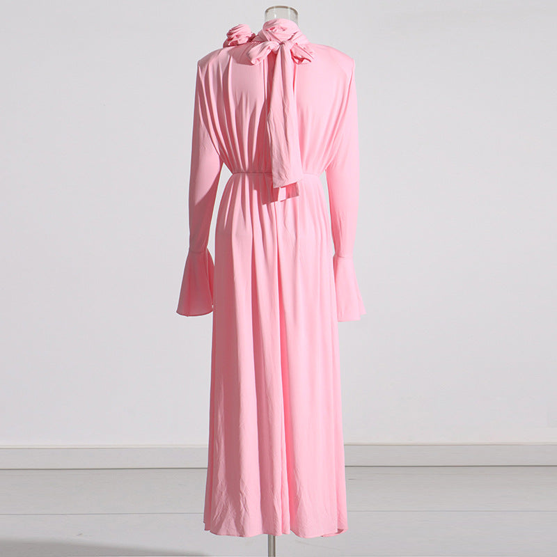 trumpet sleeves, decorative flower dress