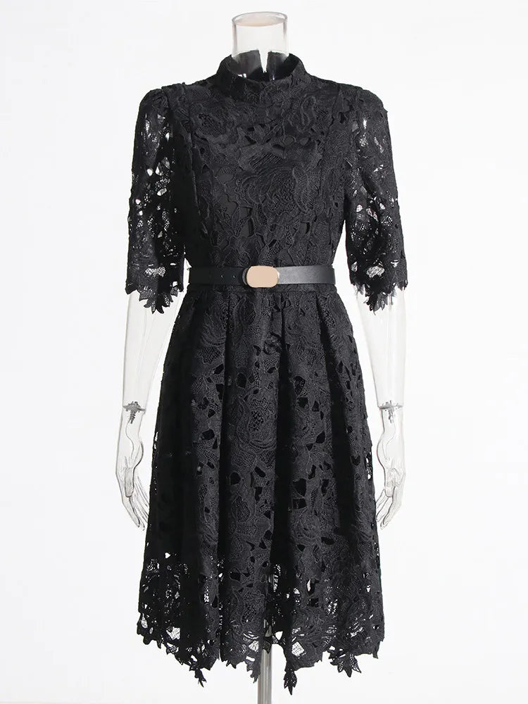 lazer cut lace dress