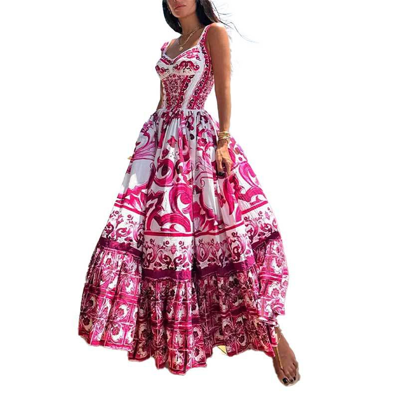 printed strapless dress