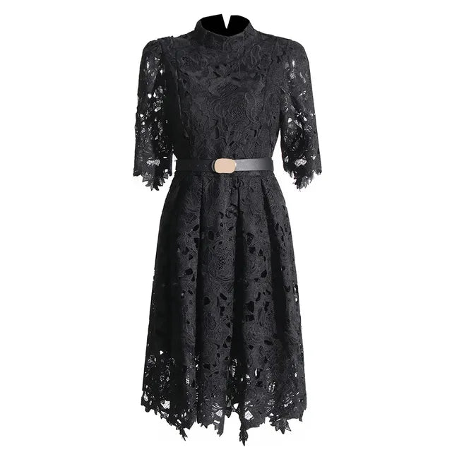 lazer cut lace dress