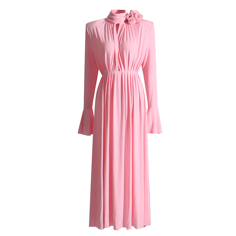 trumpet sleeves, decorative flower dress