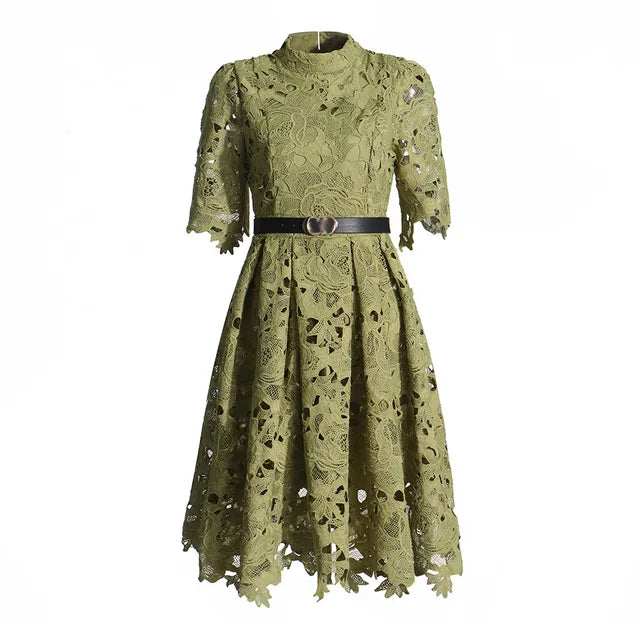 lazer cut lace dress