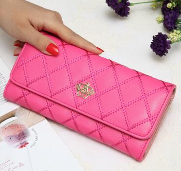 metal crown PU leather wallet