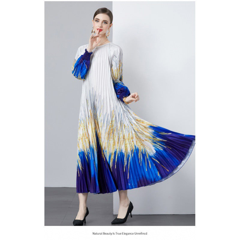 round neck pleated slim fit dress (one size fit all ) Please check measurement in description