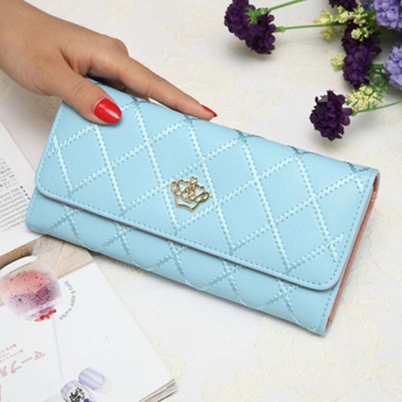 metal crown PU leather wallet