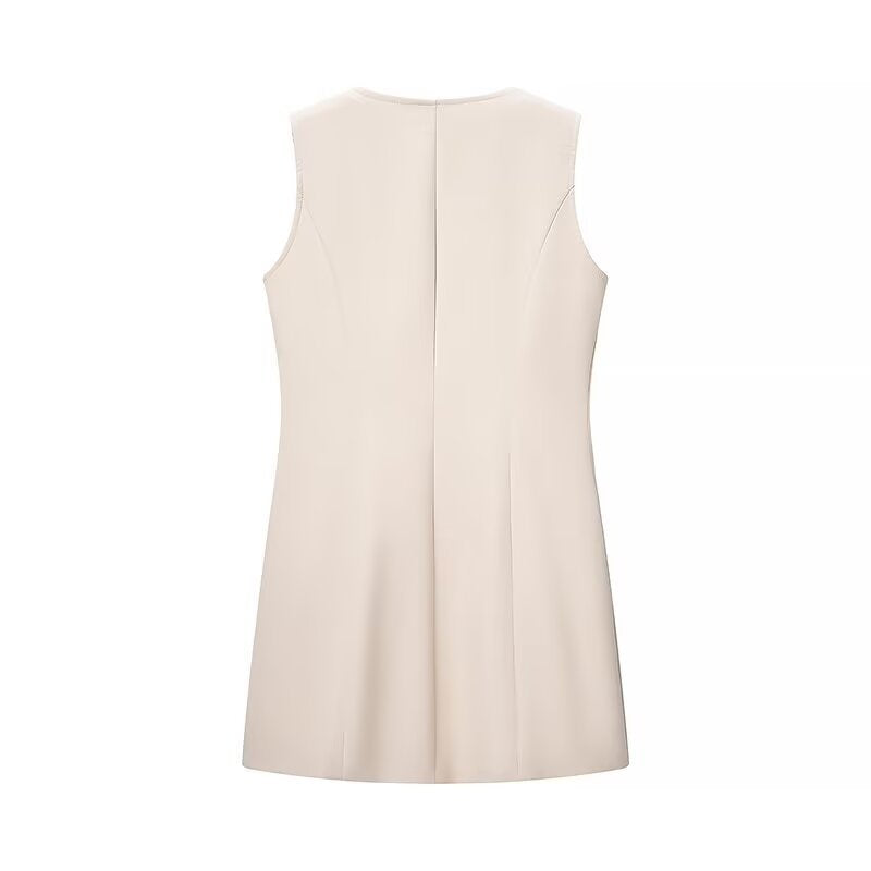 V-neck zipper front short dress