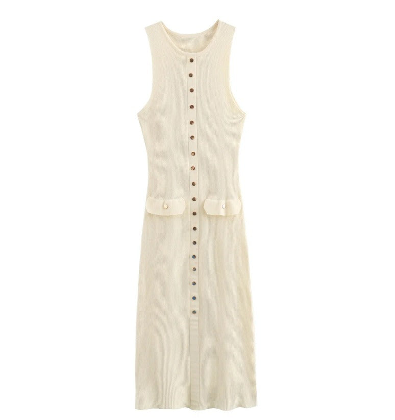 Decorative Button knitted dress