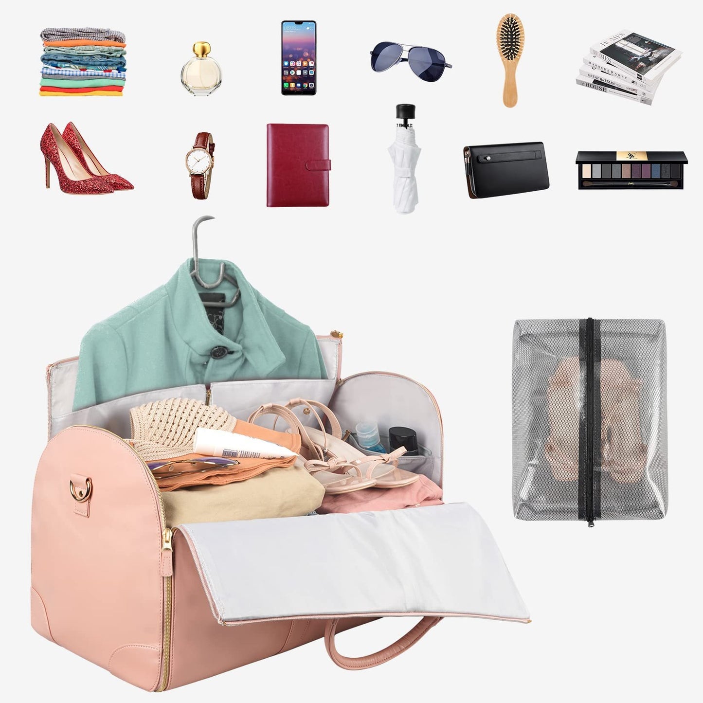 Large leather folding Travel suit bag,