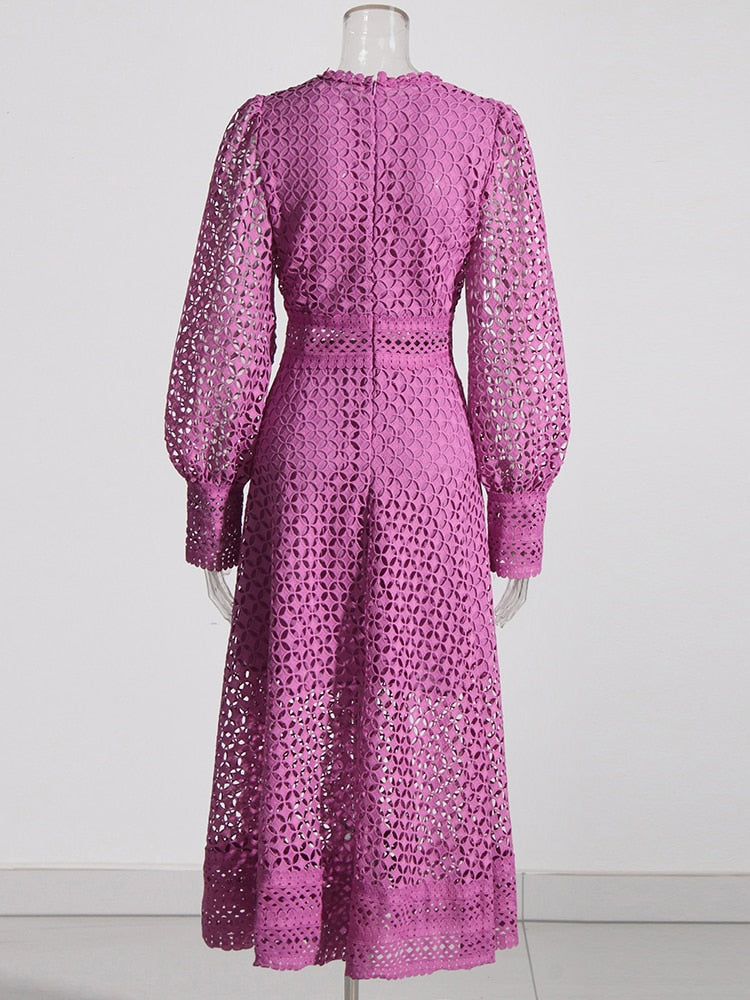 Embroidery lace long Dress