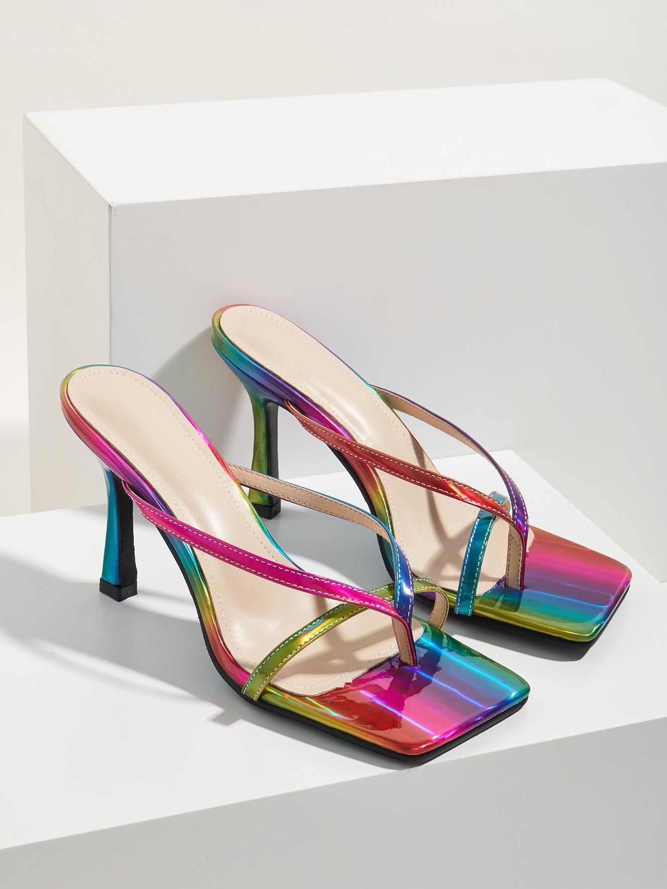 multi color strappy sandals