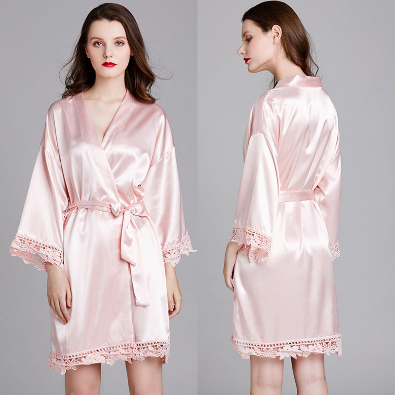 silky short robe