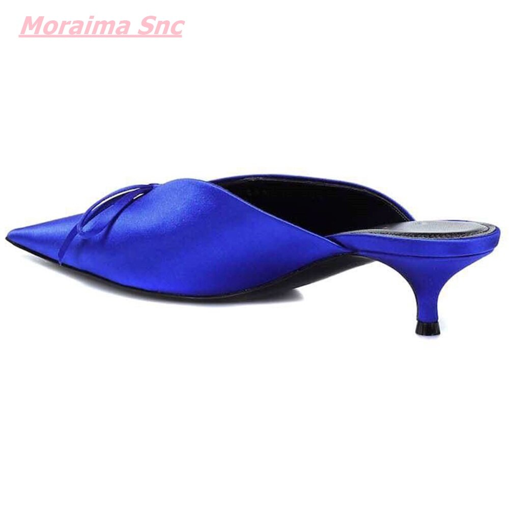 Pointed Toe Mules Silk Luxurious Butterfly Knot sandals