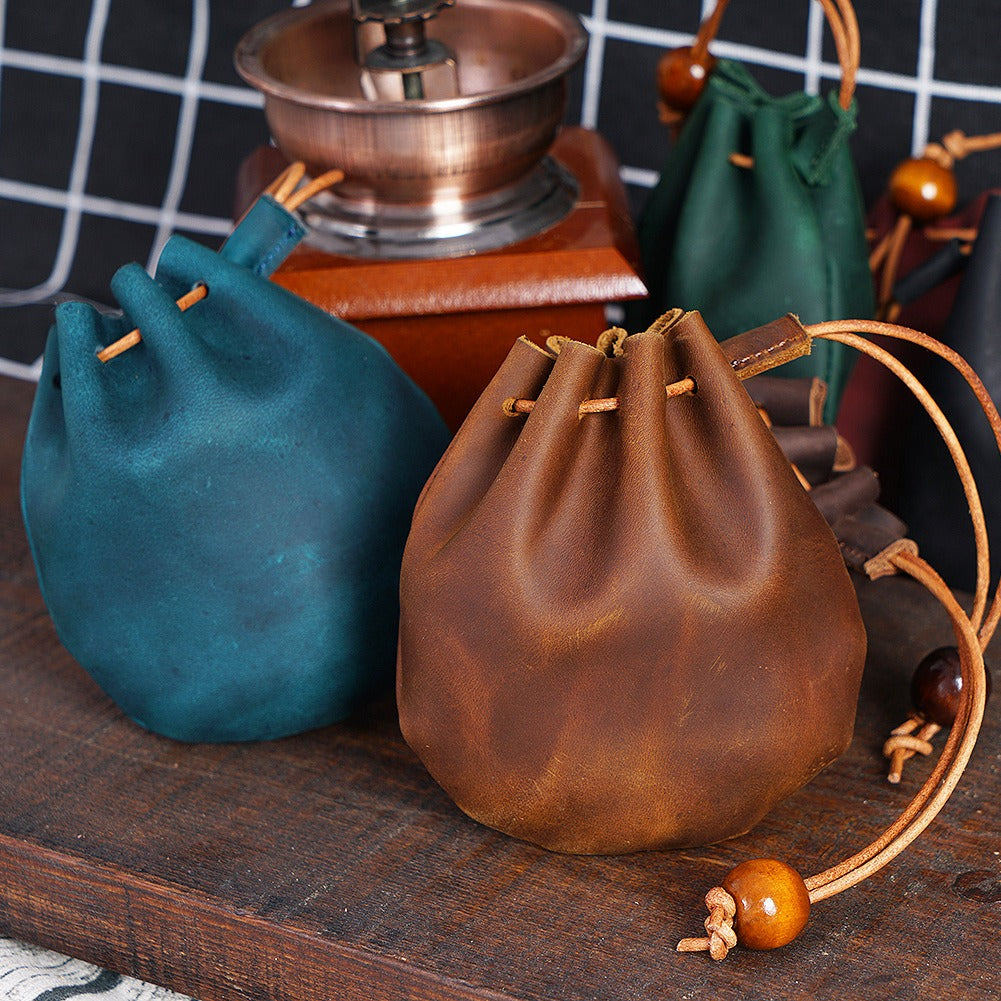Genunie leather drawstring Vintage wallet