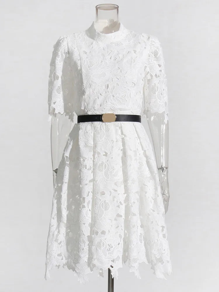 lazer cut lace dress