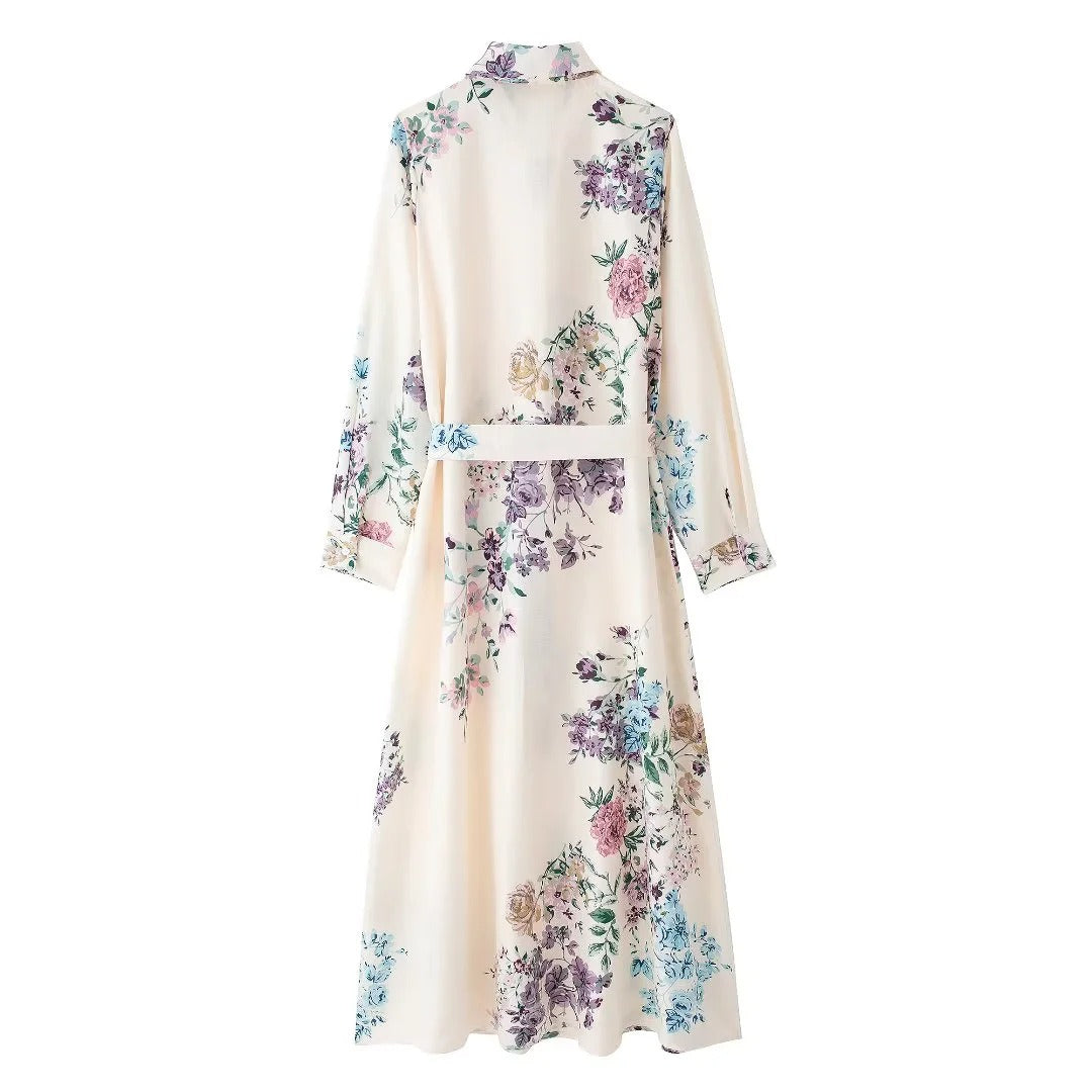 Linen shirt printed dress