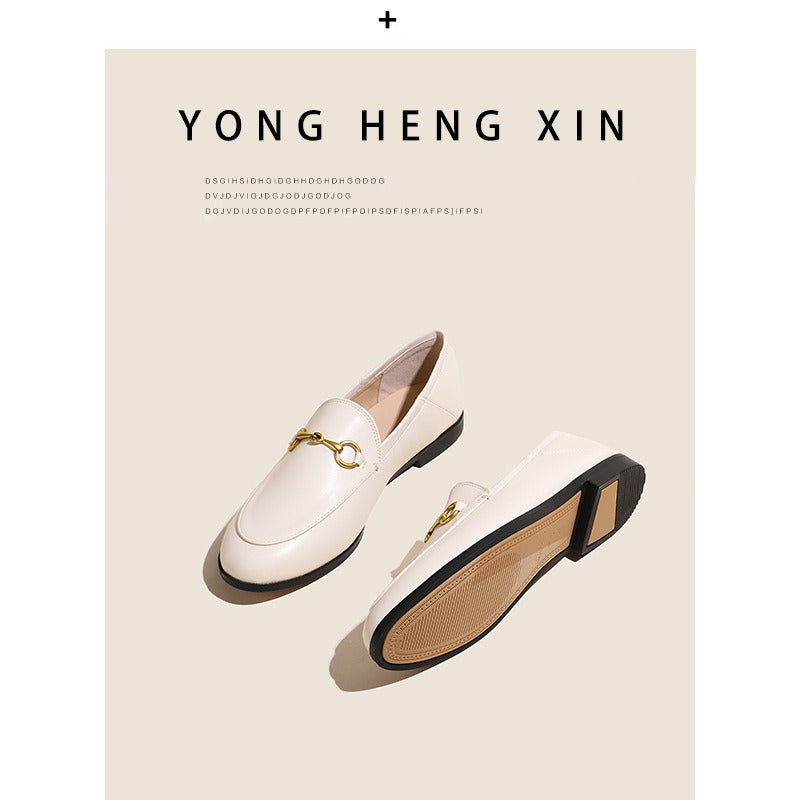 Leather buckle front loafers