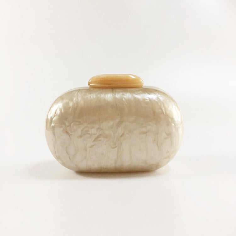 Oval Acrylic evening clutch Pearlescent Box Bag