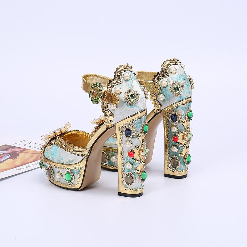 Embellished platform sandals