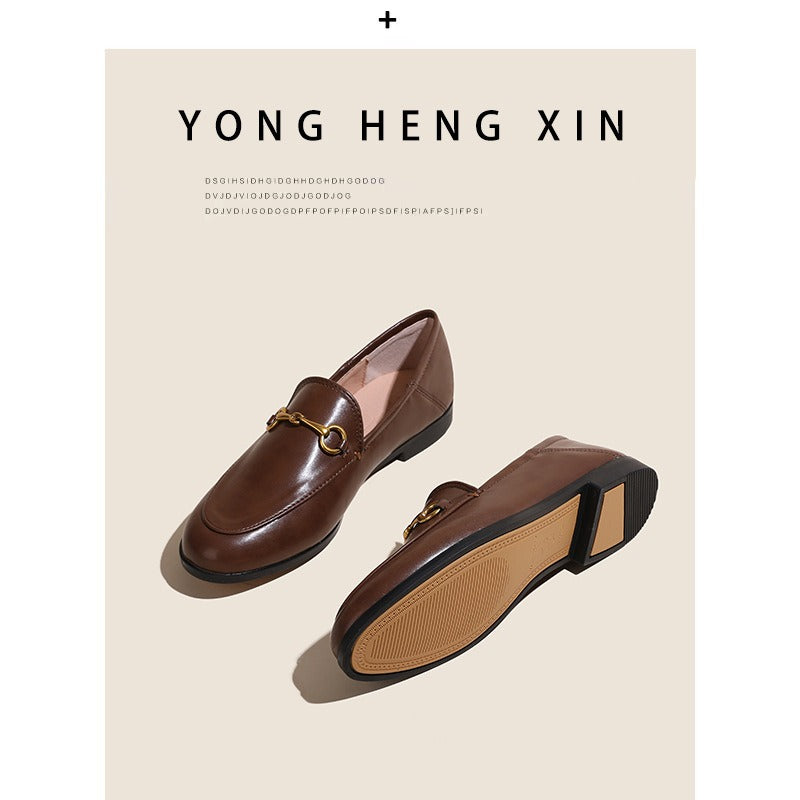 Leather buckle front loafers