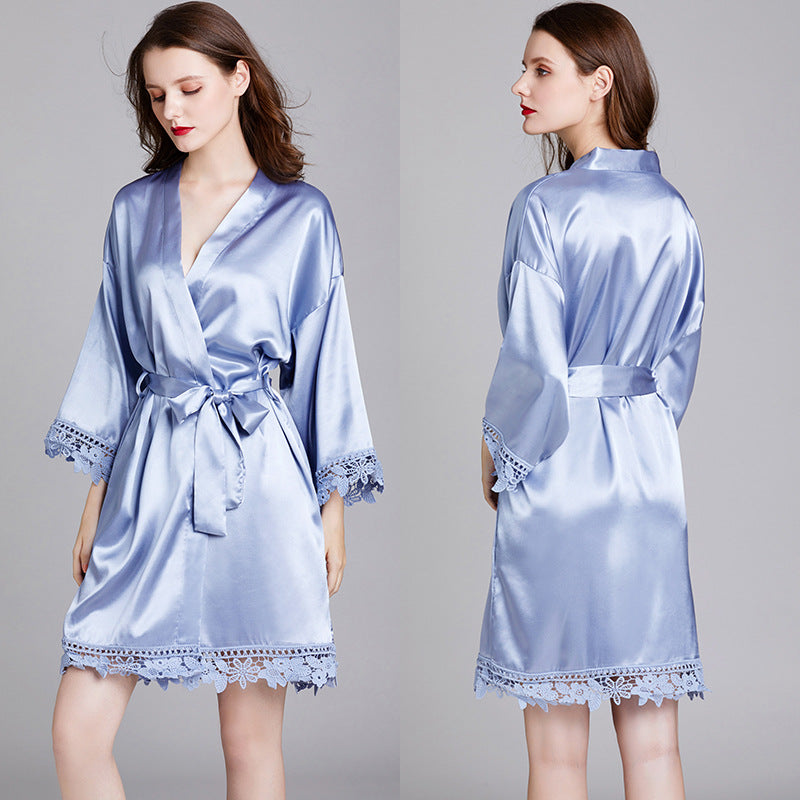 silky short robe