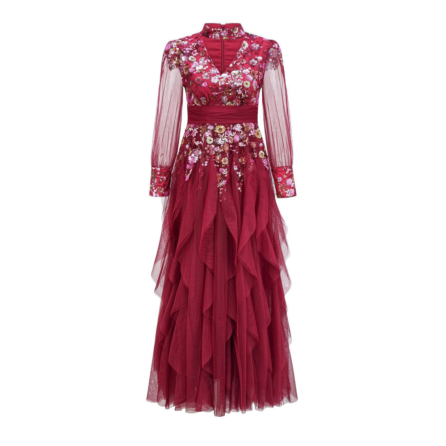 Round Neck Elegant Floral High Waist Formal dress