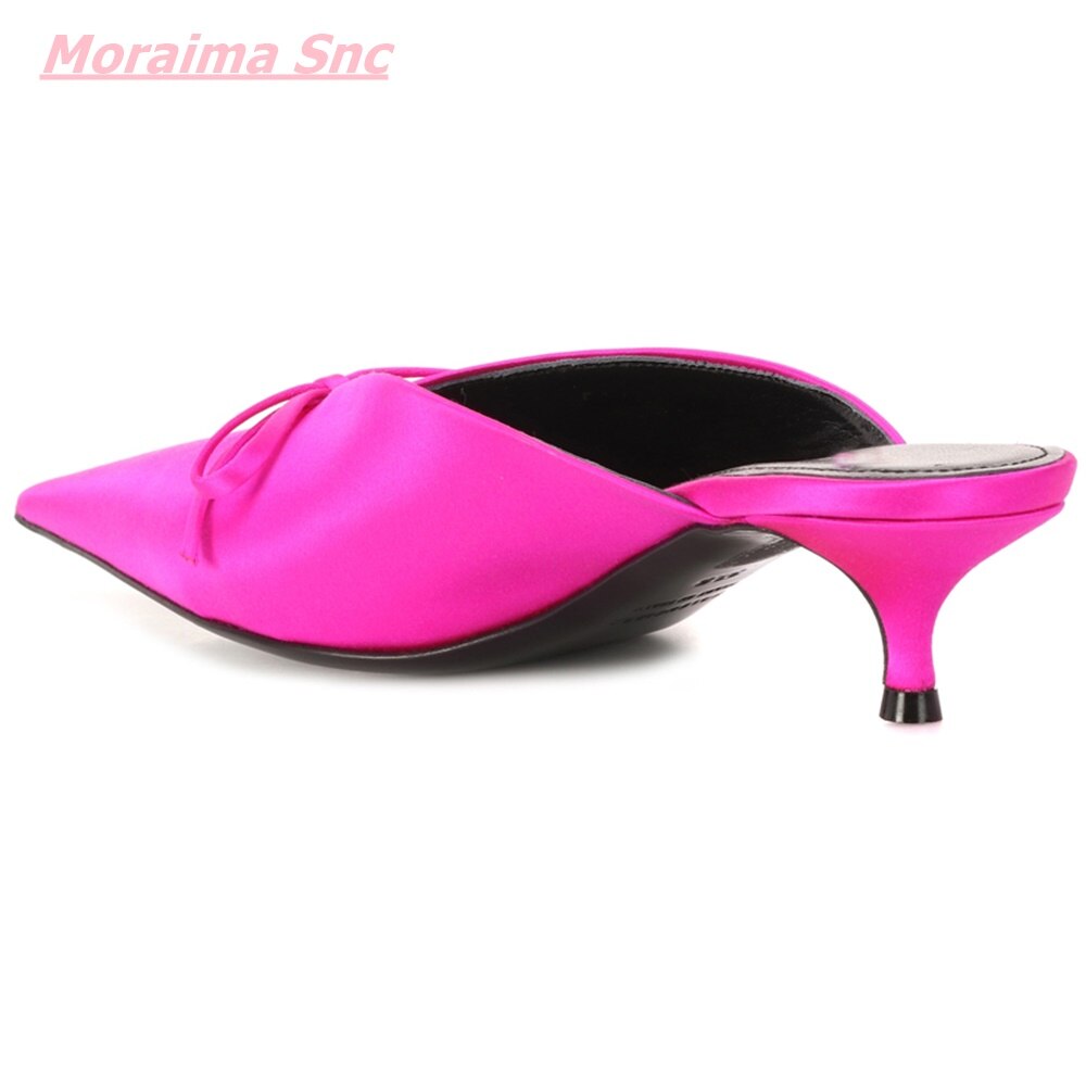 Pointed Toe Mules Silk Luxurious Butterfly Knot sandals