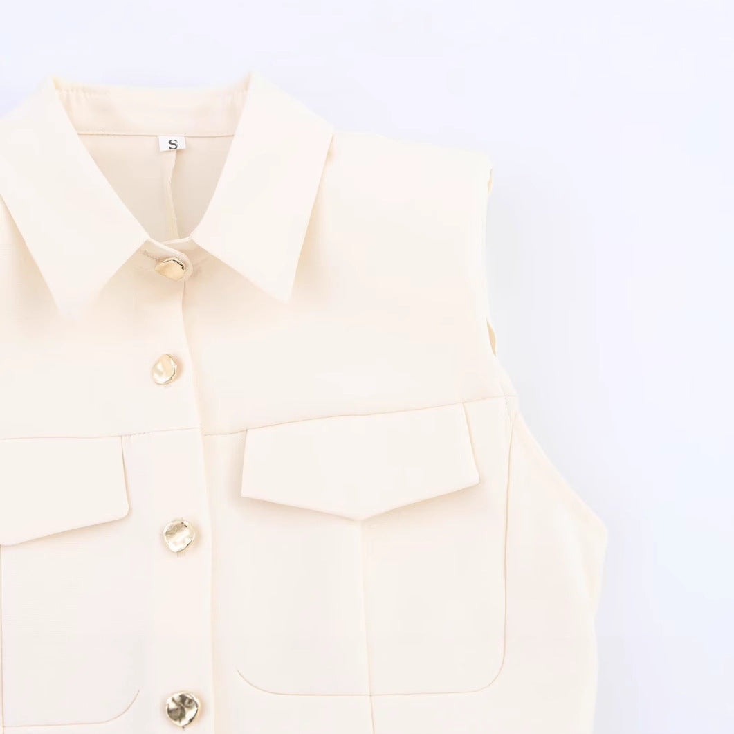 Button front pocket dress