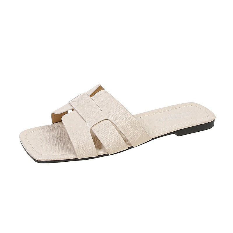 Flat PU Leather Slippers