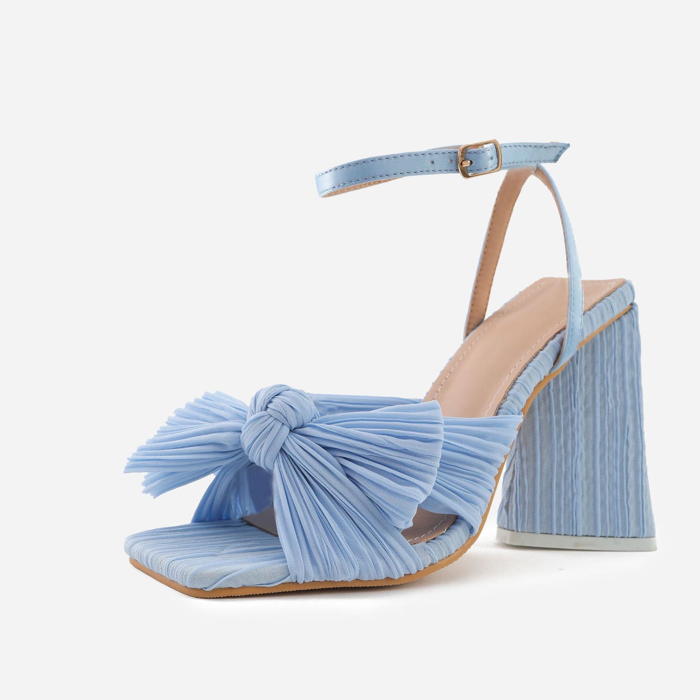 Chunky Heel Bow Silk Vintage Sandals