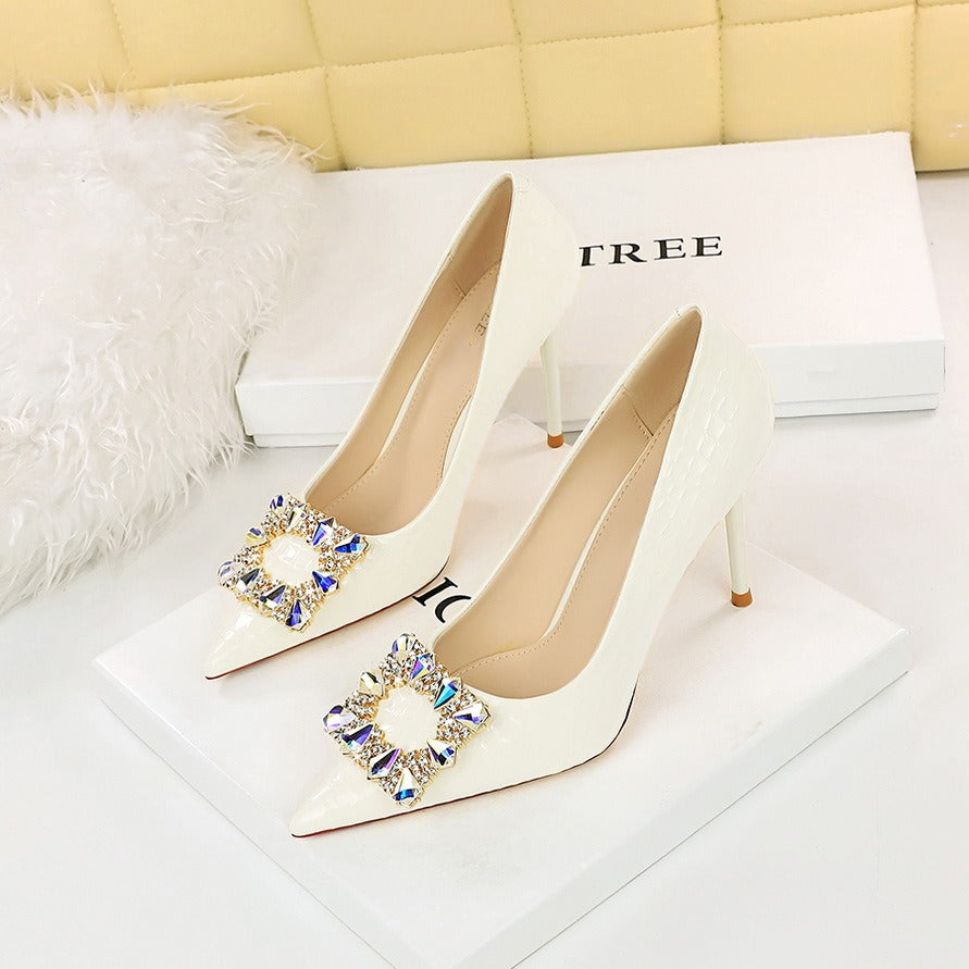 high heels rhinestone buckle Pumps