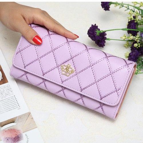metal crown PU leather wallet