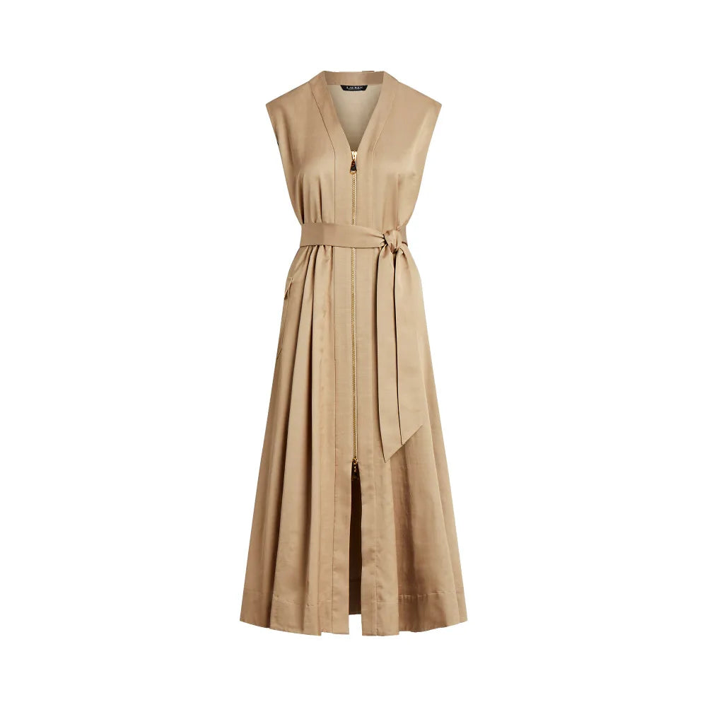 Zipper Sleeveles Long Dress