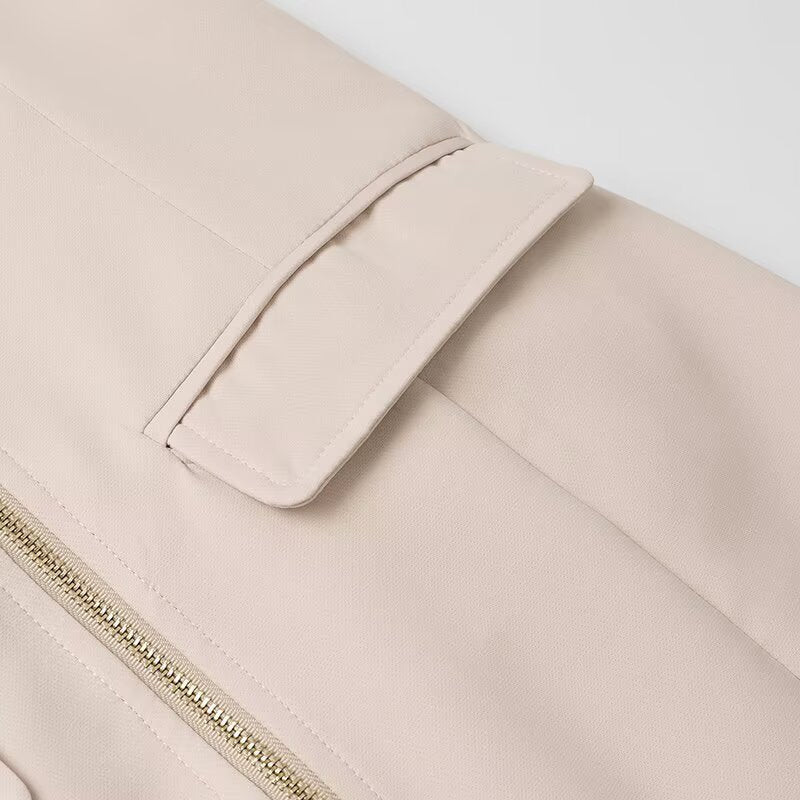V-neck zipper front short dress