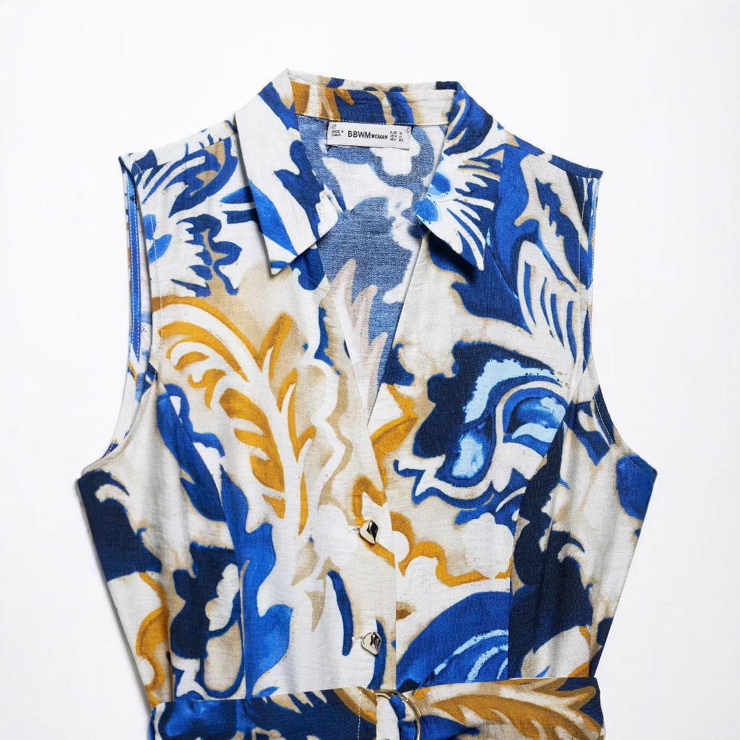V-neck printed dress