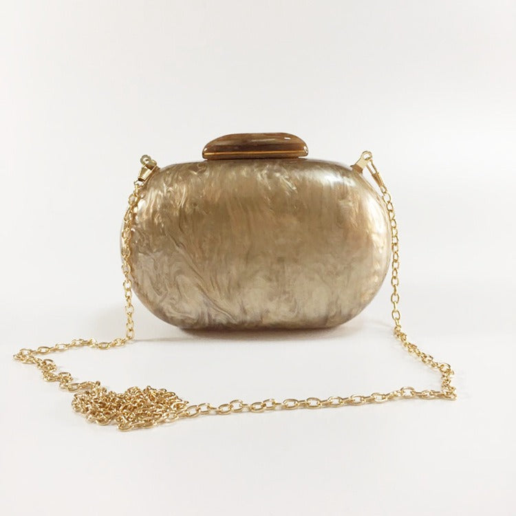Oval Acrylic evening clutch Pearlescent Box Bag